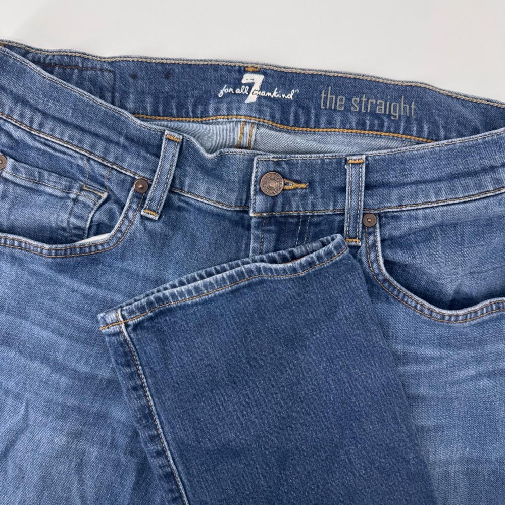 7 For All Mankind The Straight Jeans‎ Mens 30 Blue Medium Wash Stretch Denim